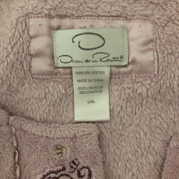 Oscar de la Renta Full Zip Plush Robe Diamond Quilted Lavender Size XL - Picture 6 of 9